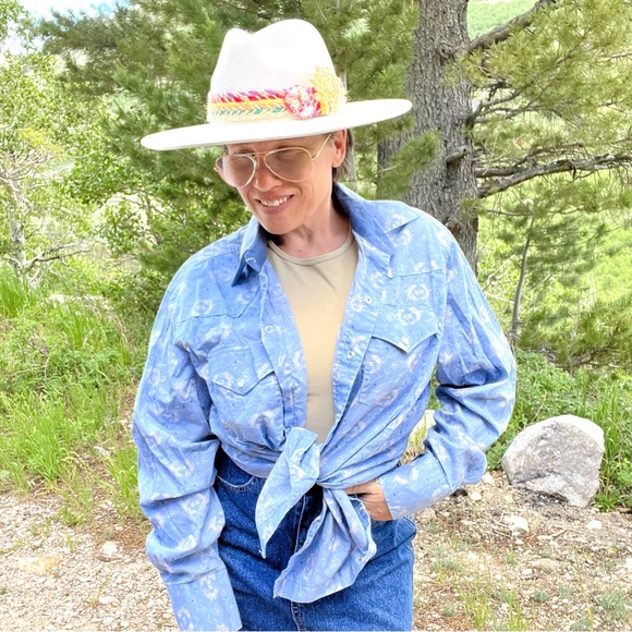 Vintage Pearl Snap Ely Cattleman Abstract Aztec Print Western Button Down Shirt - Picture 5 of 7